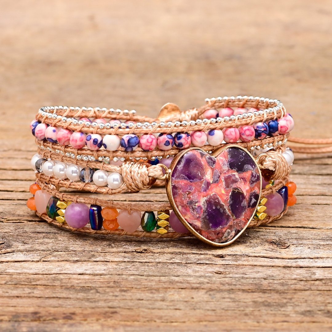 Romantic Mixed Color Calcite Wrap Bracelet - Bracelets - Pretland | Spiritual Crystals & Jewelry