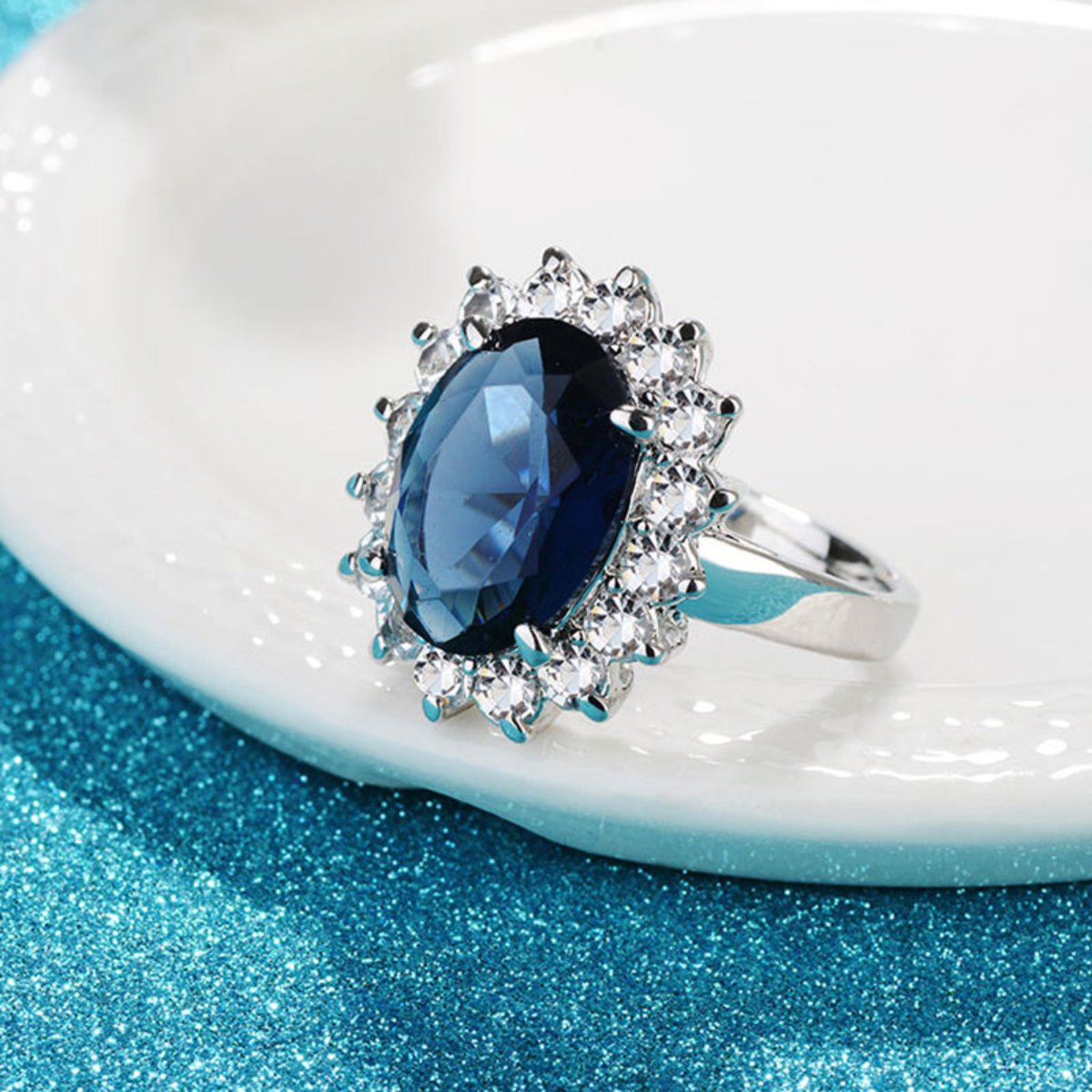 Elegant Oval Sapphire Silver Ring - Rings - Pretland | Spiritual Crystals & Jewelry