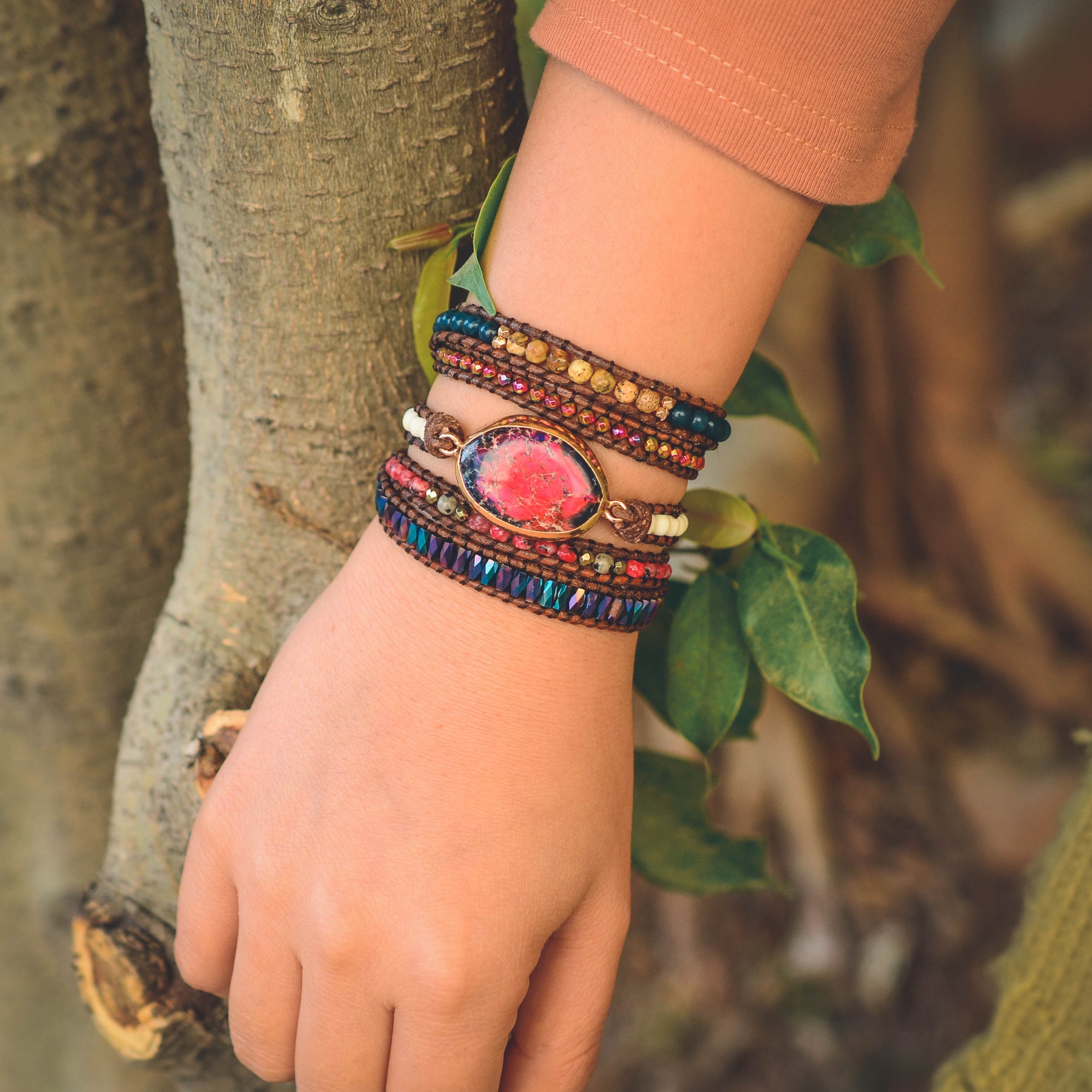 Scarlet Imperial Jasper Bracelet - Wrap Bracelets - Pretland | Spiritual Crystals & Jewelry