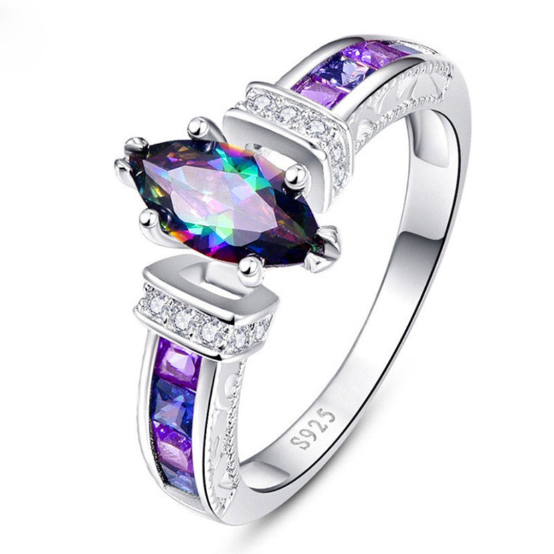 Chic Rainbow Topaz Silver Ring - Rings - Pretland | Spiritual Crystals & Jewelry