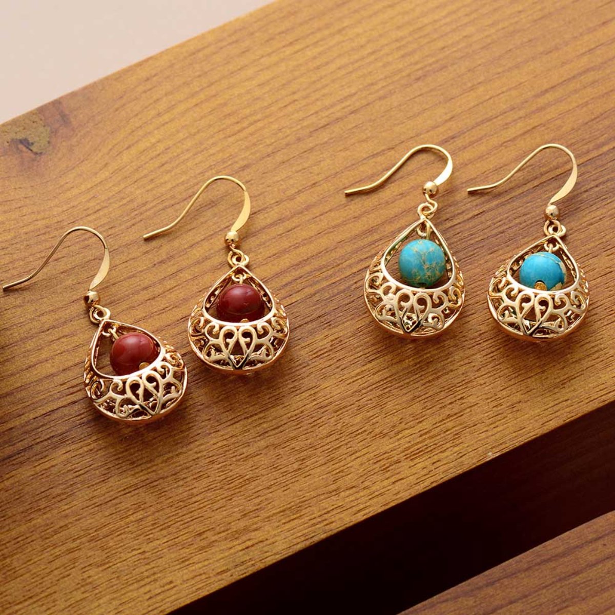 Elegant Drop Gold Tone Earrings - Drop Earrings - Pretland | Spiritual Crystals & Jewelry