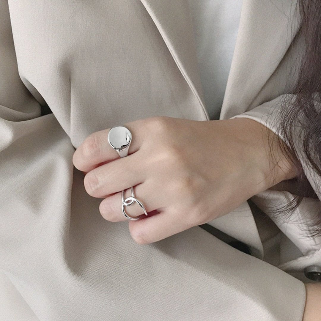 Echo 925 Sterling Silver Adjustable Ring - Silver - Rings - Pretland | Spiritual Crystals & Jewelry