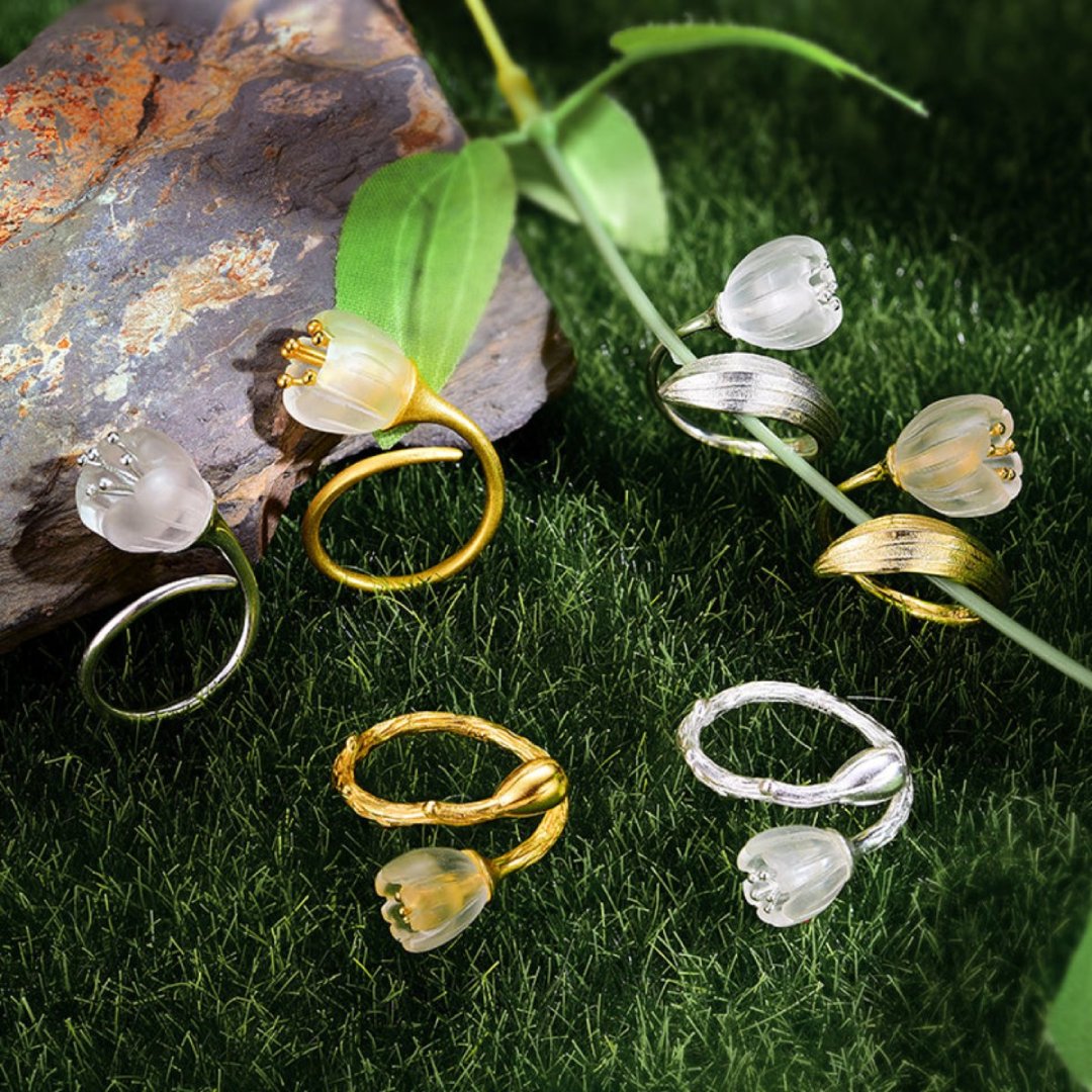 Valley Flower Natural Crystal Adjustable Ring - Rings - Pretland | Spiritual Crystals & Jewelry