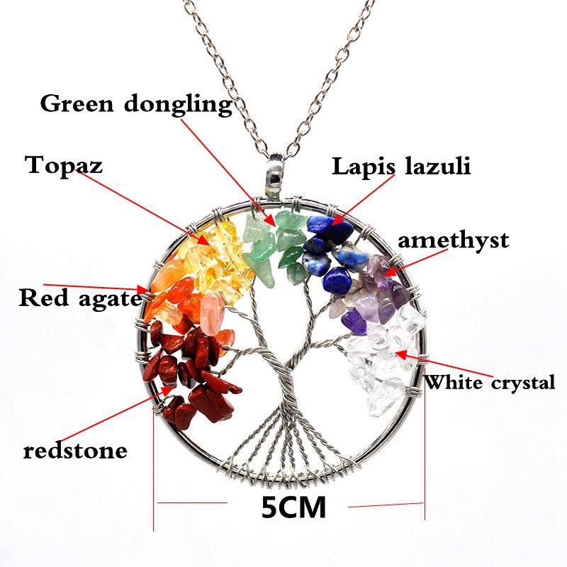 Handmade Tree of Life 7 Chakra Crystals Necklace - Necklaces - Pretland | Spiritual Crystals & Jewelry