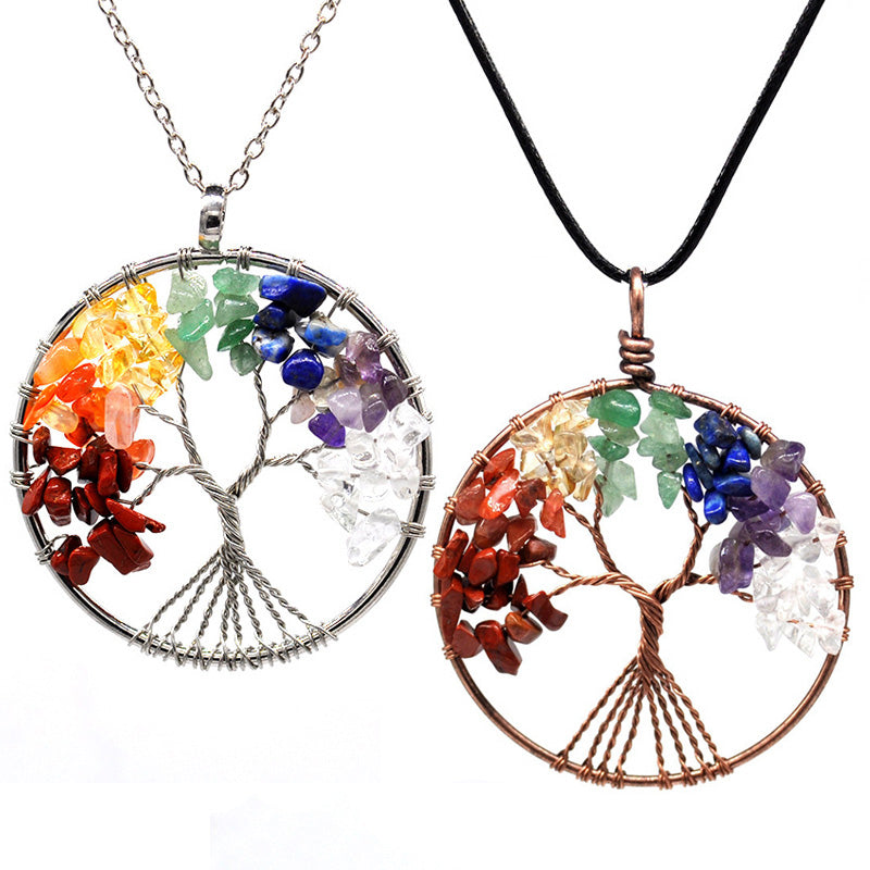 Handmade Tree of Life 7 Chakra Crystals Necklace - Necklaces - Pretland | Spiritual Crystals & Jewelry