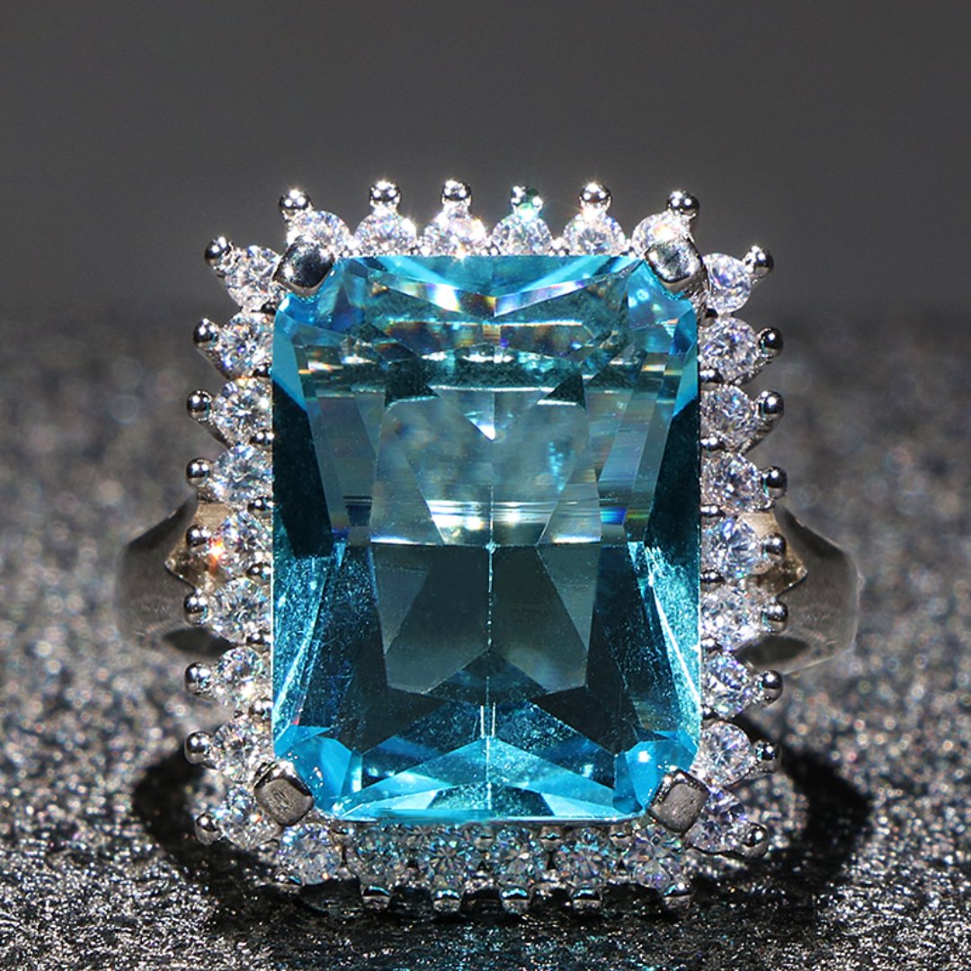 Enchanting Aquamarine 925 Steling Silver Ring - Rings - Pretland | Spiritual Crystals & Jewelry