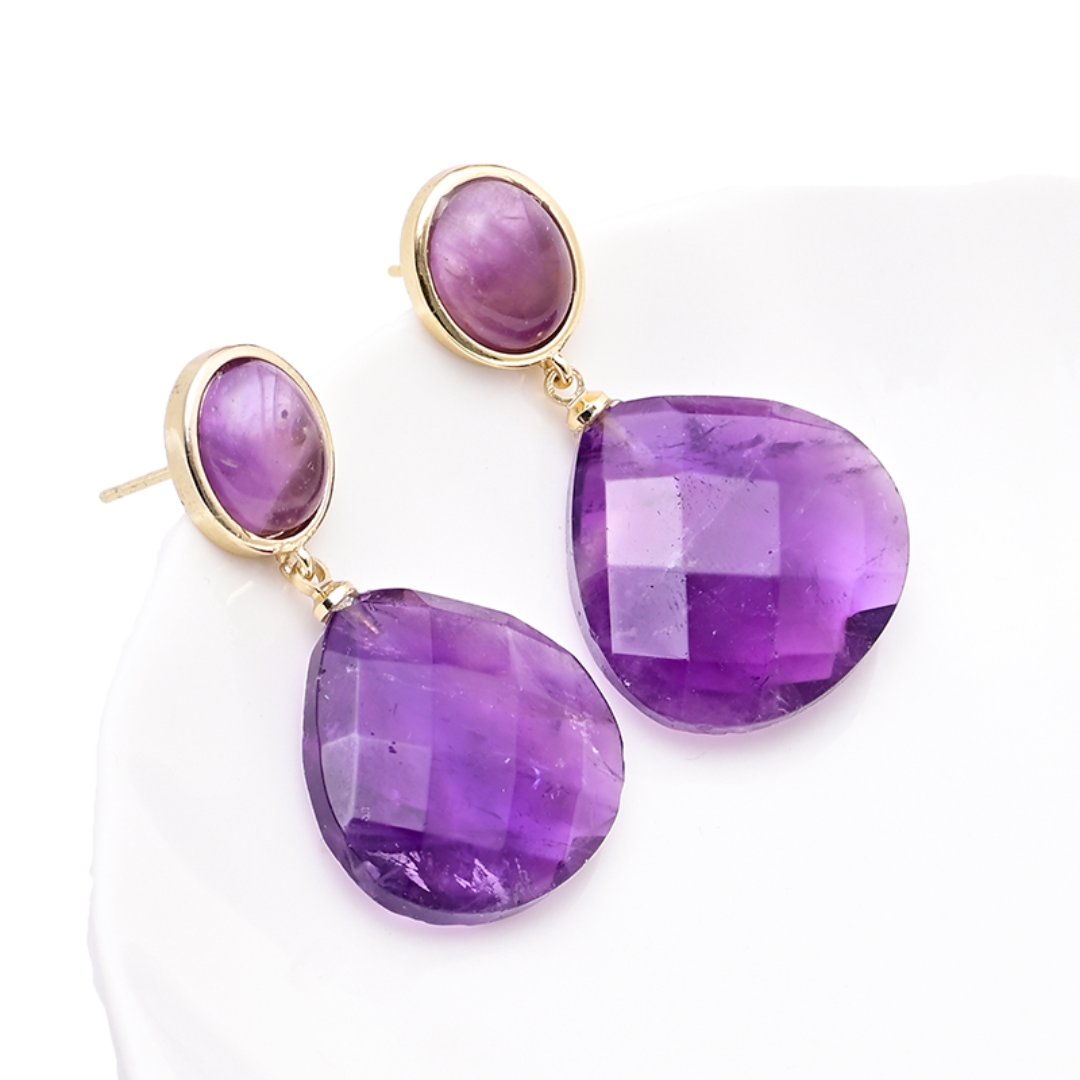 Spiritual Ethnic Amethyst Earrings - Earrings - Pretland | Spiritual Crystals & Jewelry
