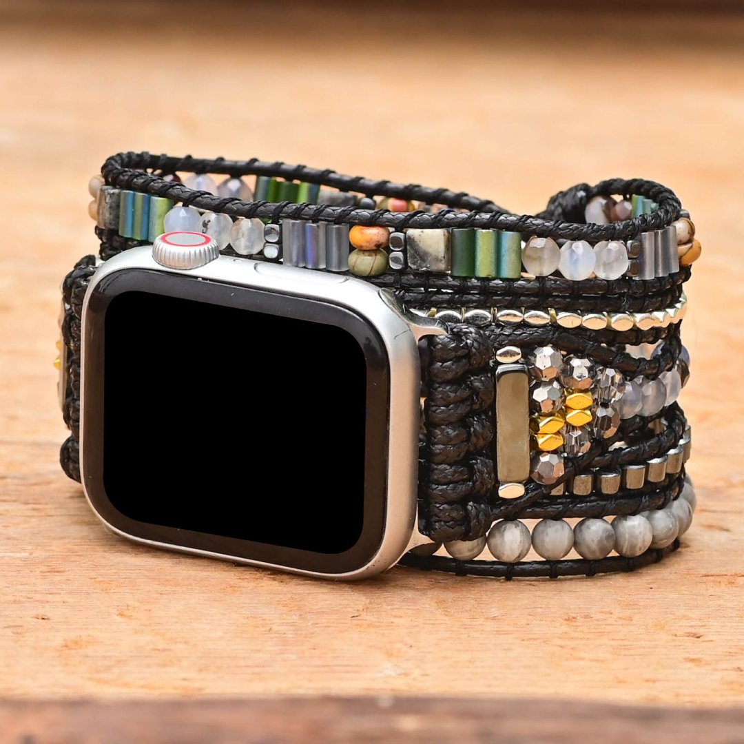 Mysterious Moonstone Black Apple Watch Strap - Apple Watch Straps - Pretland | Spiritual Crystals & Jewelry