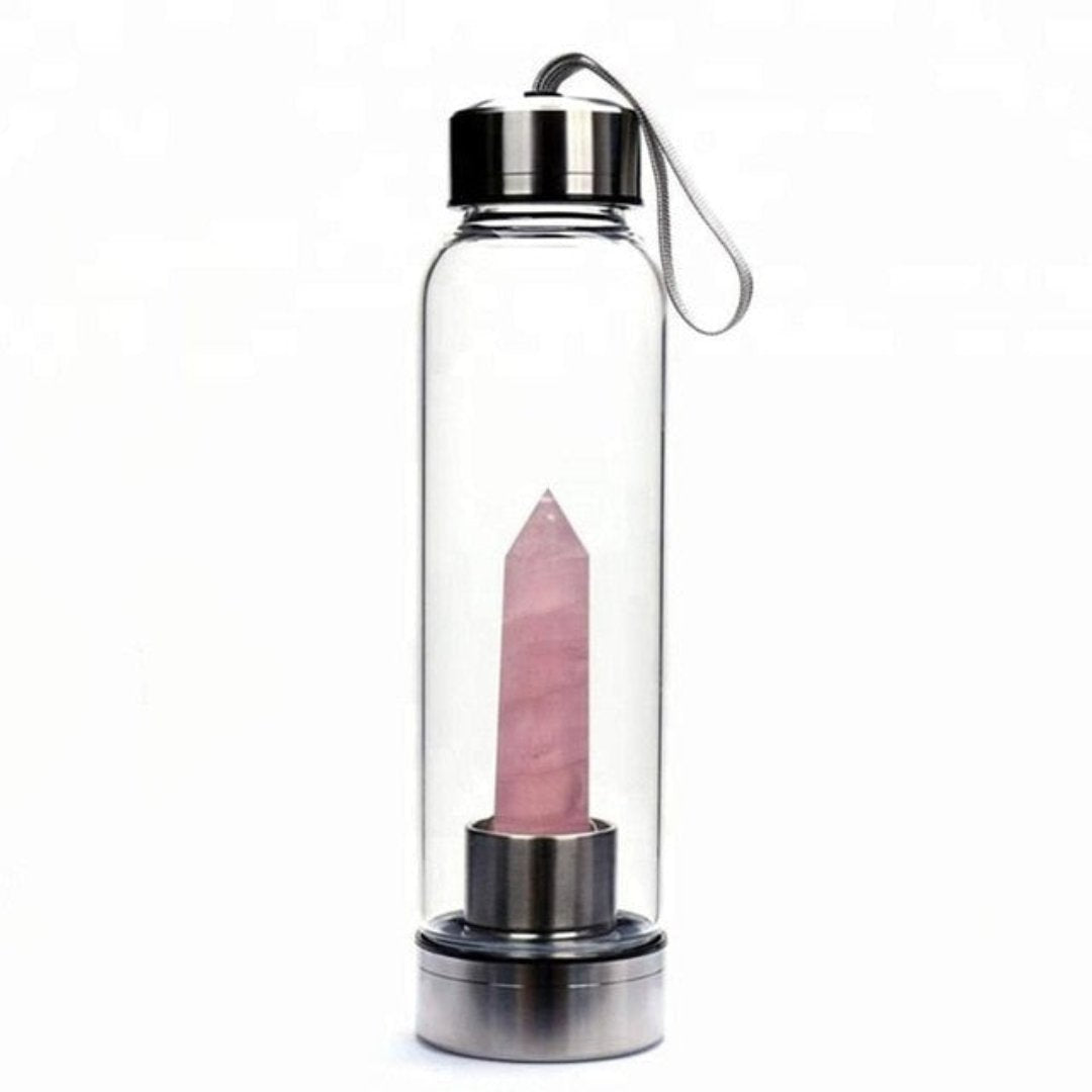 Spiritual Crystal Water Bottles - Rose Quartz - Natural Stones - Pretland | Spiritual Crystals & Jewelry