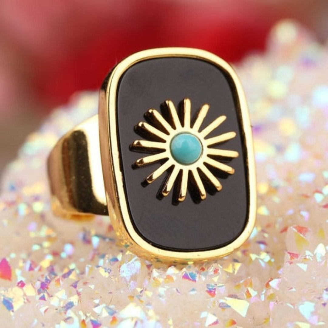 Resplendent Birthstones Sun Flower Adjustable Ring - Rings - Pretland | Spiritual Crystals & Jewelry