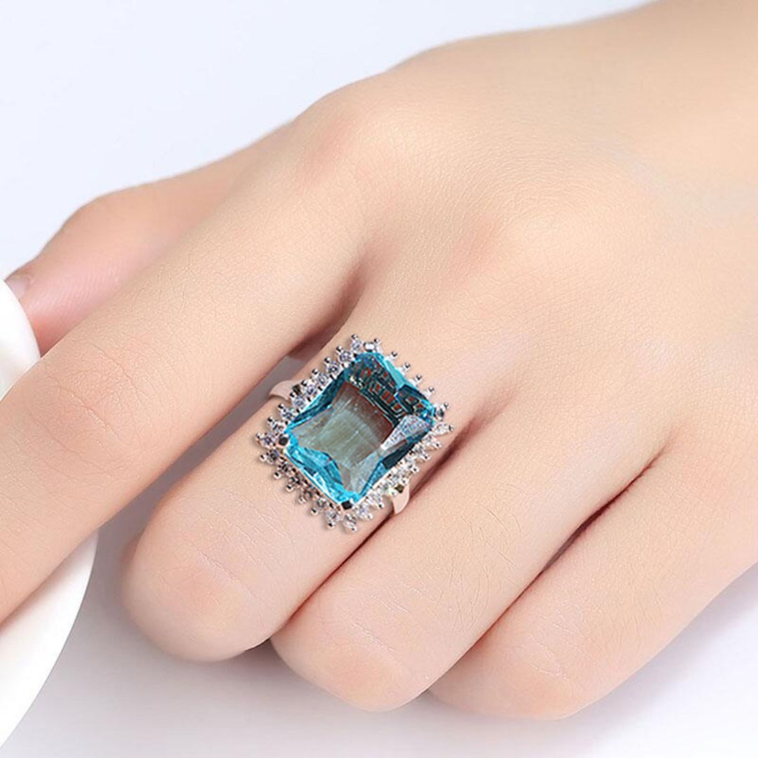 Enchanting Aquamarine 925 Steling Silver Ring - Rings - Pretland | Spiritual Crystals & Jewelry