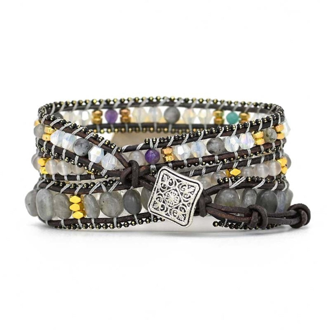 Black Labradorite Stone Bracelet - Wrap Bracelets - Pretland | Spiritual Crystals & Jewelry