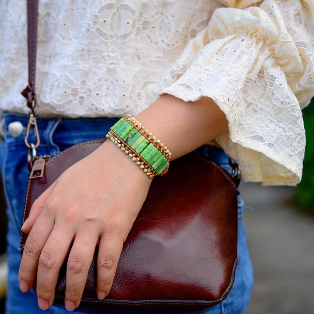 Australian Jade Wristband Bracelet - Bracelets - Pretland | Spiritual Crystals & Jewelry