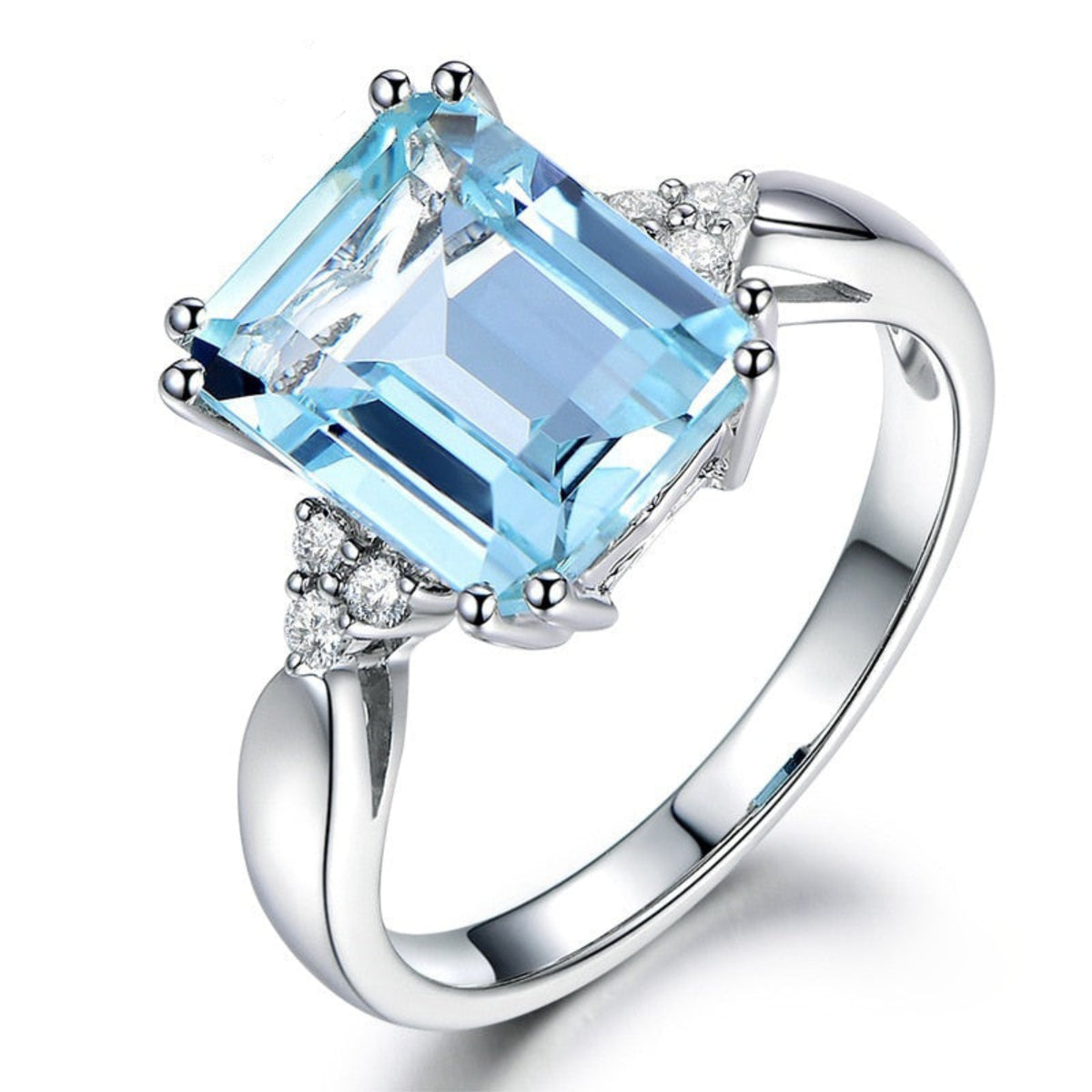 Chic Aquamarine 925 Sterling Silver Ring - Rings - Pretland | Spiritual Crystals & Jewelry