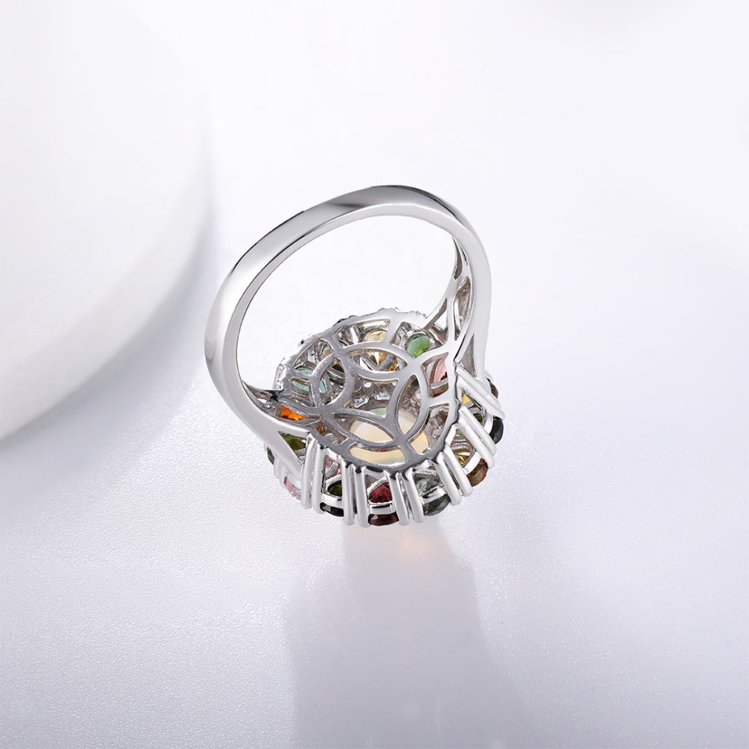 Conscious Oasis Tourmaline Opal Ring - Rings - Pretland | Spiritual Crystals & Jewelry