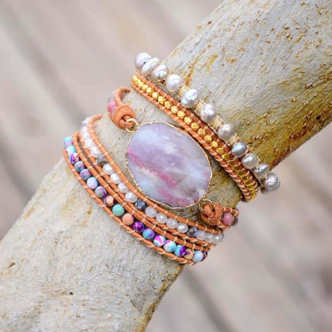 Cloudy Purple Jasper Wrap Bracelet - Wrap Bracelets - Pretland | Spiritual Crystals & Jewelry