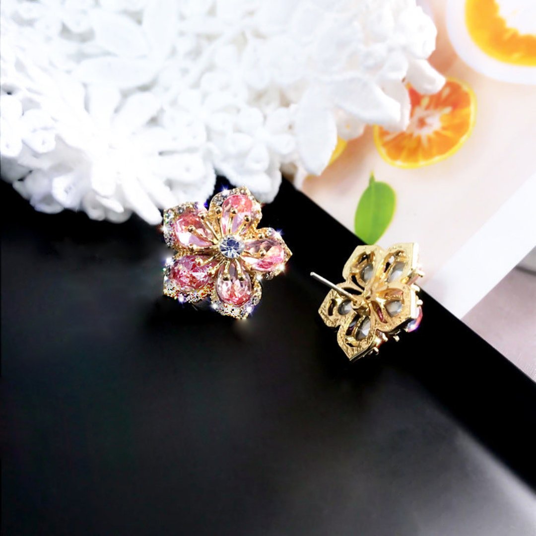 Sweet Flower Zirconia Crystal Earrings - Earrings - Pretland | Spiritual Crystals & Jewelry