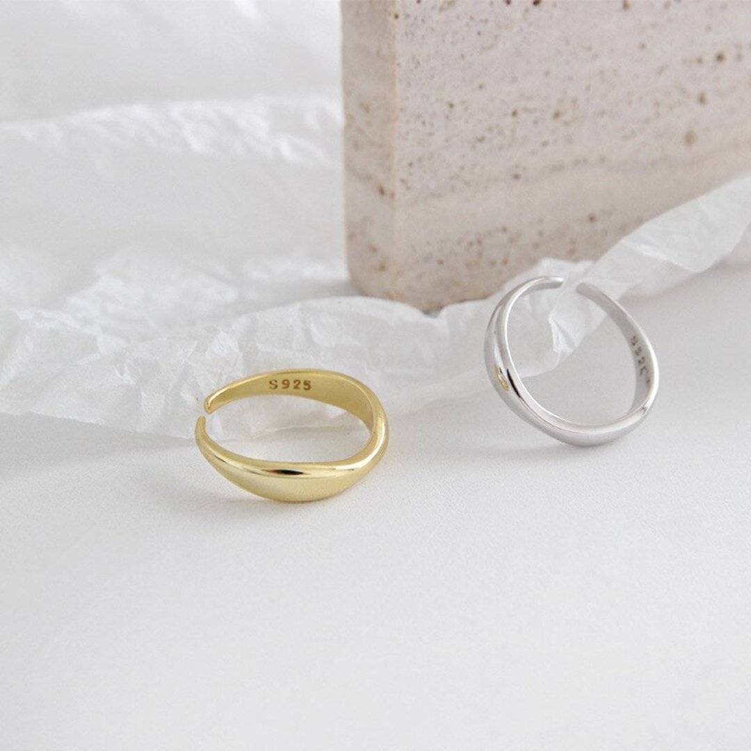 Wave 925 Sterling Silver Adjustable Ring - Rings - Pretland | Spiritual Crystals & Jewelry