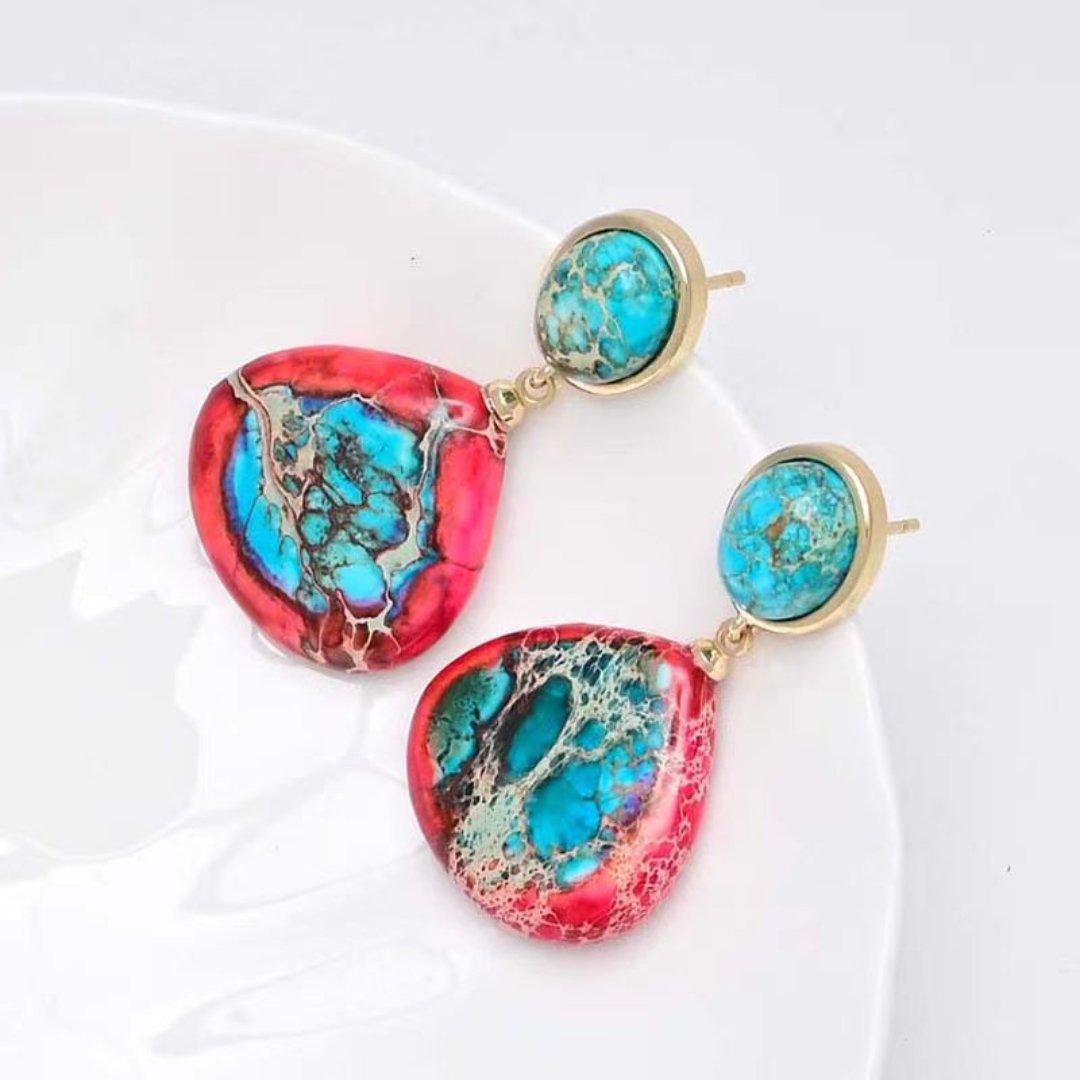 Spiritual Natural Emperor Stone Earrings - Earrings - Pretland | Spiritual Crystals & Jewelry
