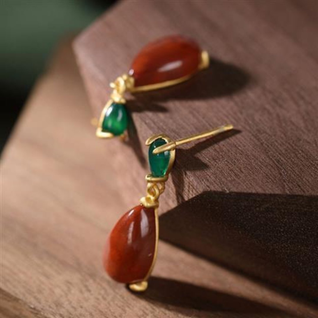 Vintage Red Tourmaline Earrings - Earrings - Pretland | Spiritual Crystals & Jewelry