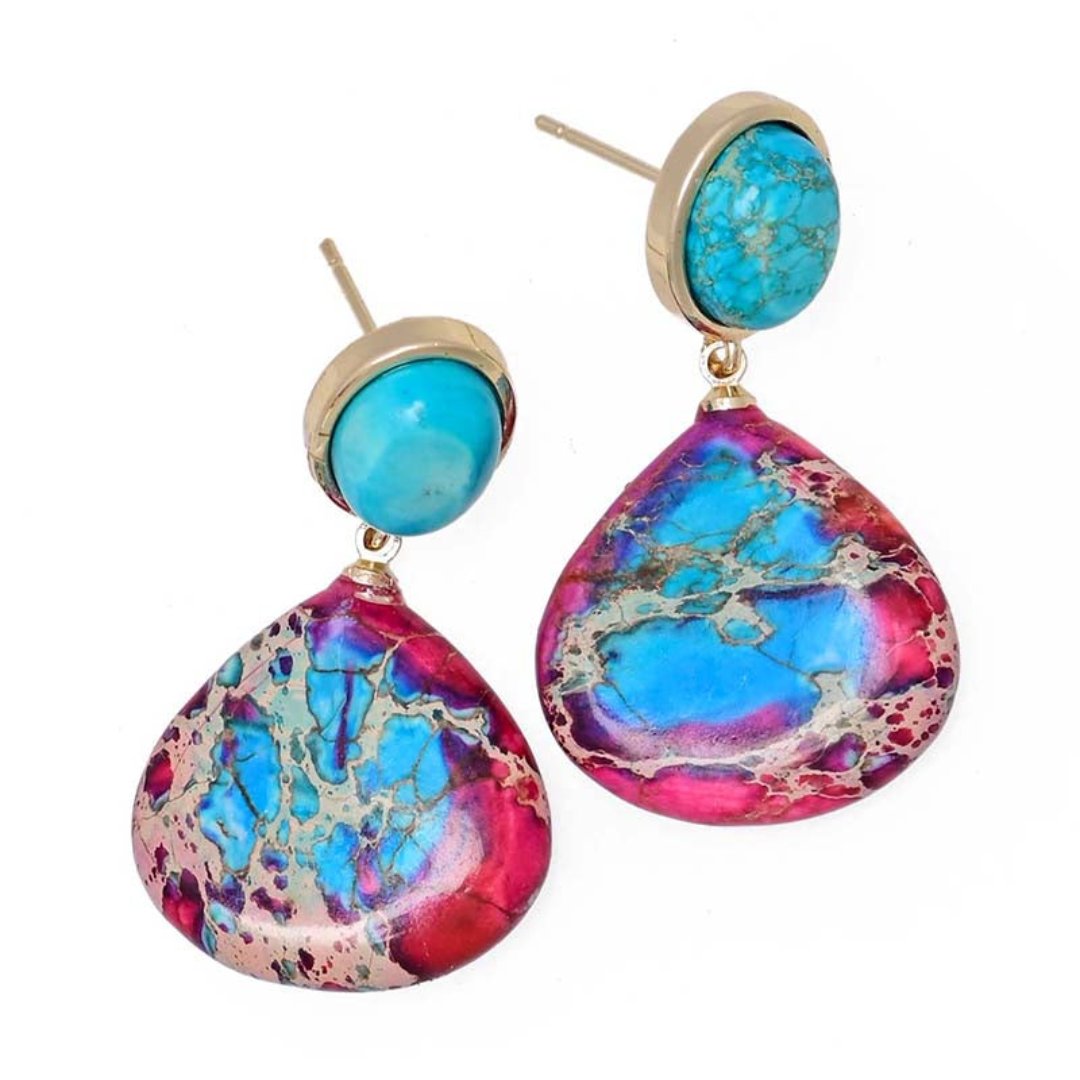 Ethnic Natural Jasper Stone Earings - Earrings - Pretland | Spiritual Crystals & Jewelry