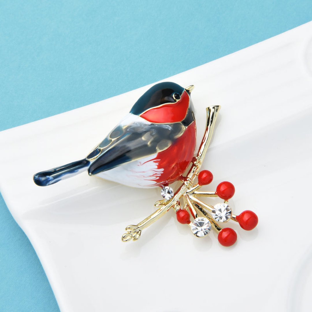 Elegant Enamel & Zirconia Bird Brooch - Brooches - Pretland | Spiritual Crystals & Jewelry
