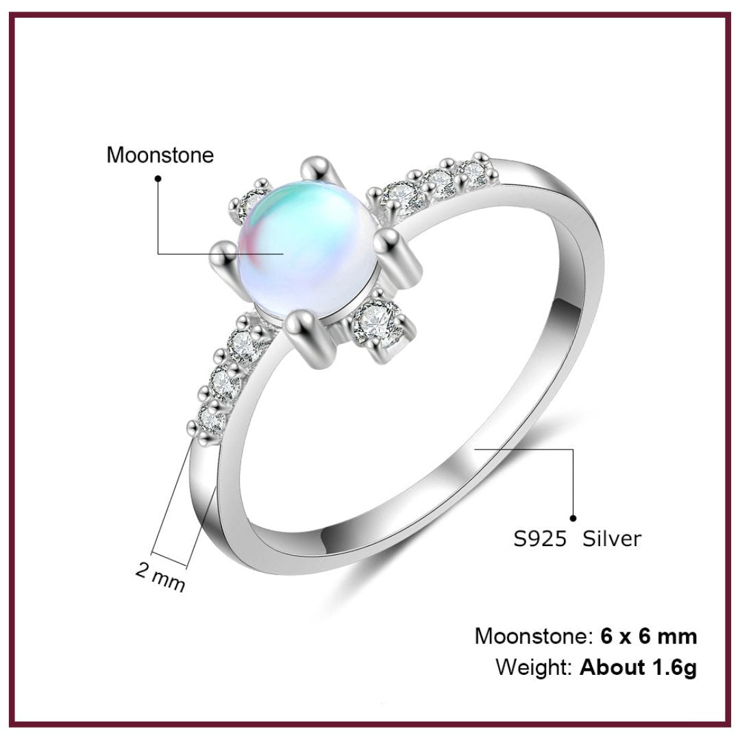 Charming Moonstone 925 Sterling Silver Ring - Rings - Pretland | Spiritual Crystals & Jewelry