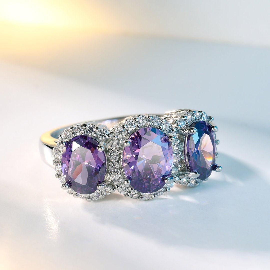 Enchanting Oval Amethyst Silver Ring - Rings - Pretland | Spiritual Crystals & Jewelry