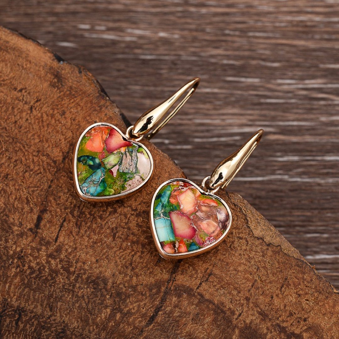 Colorful Handmade Jasper Drop Earrings - Earrings - Pretland | Spiritual Crystals & Jewelry