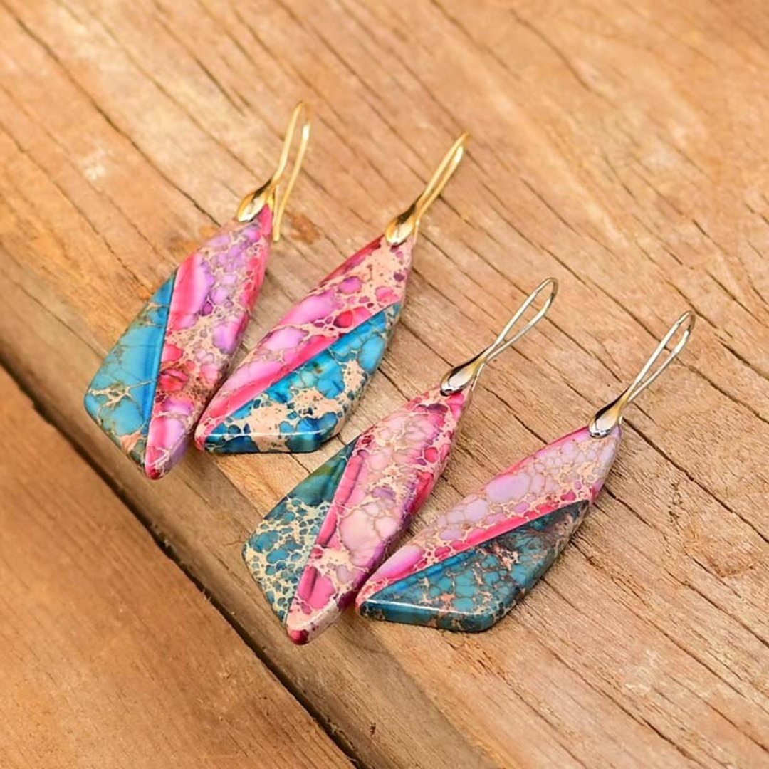 Bluebell Emperor Stone Earrings - Drop Earrings - Pretland | Spiritual Crystals & Jewelry