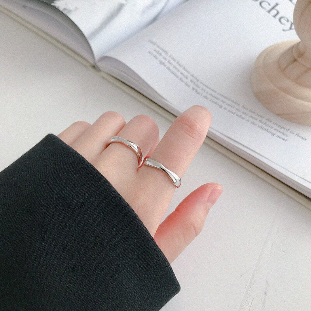 Wave 925 Sterling Silver Adjustable Ring - Silver - Rings - Pretland | Spiritual Crystals & Jewelry