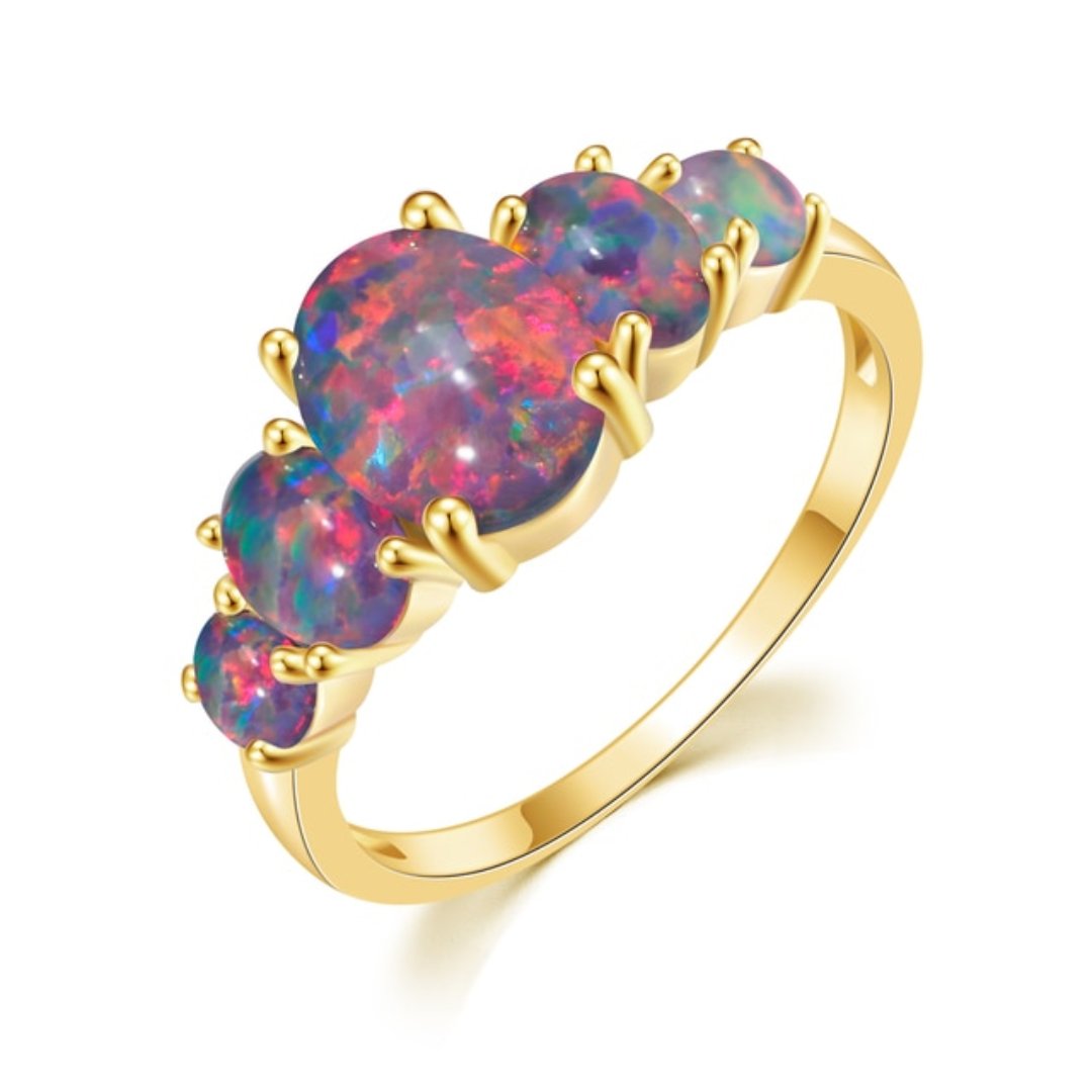 Spiritual Purple Fire Opal Ring - Rings - Pretland | Spiritual Crystals & Jewelry