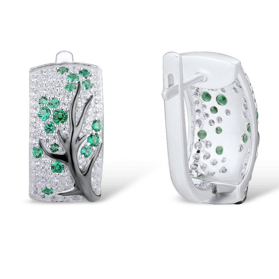 Elegant Tree of Zirconia Earrings - Green - Earrings - Pretland | Spiritual Crystals & Jewelry