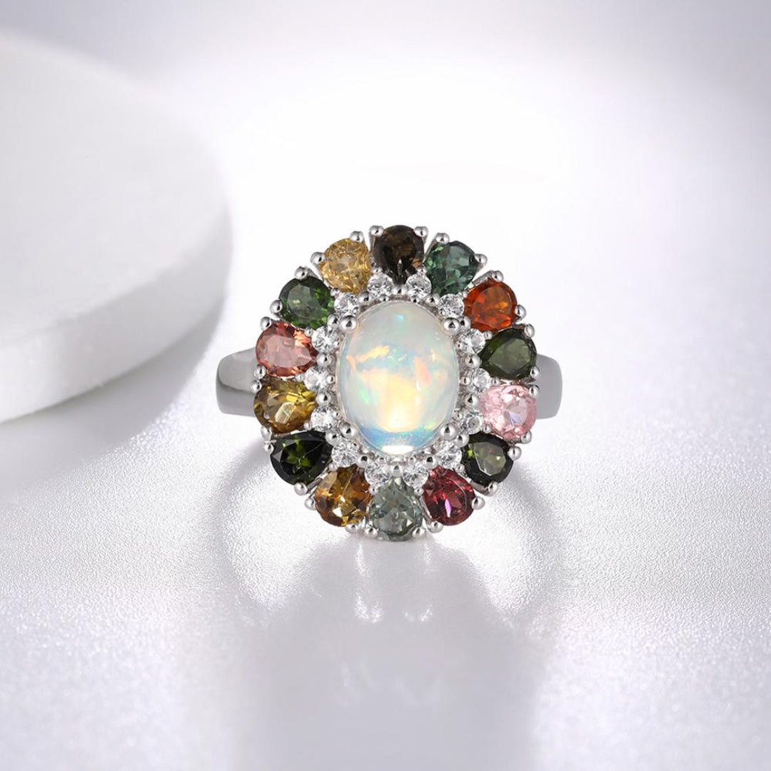 Conscious Oasis Tourmaline Opal Ring - Rings - Pretland | Spiritual Crystals & Jewelry