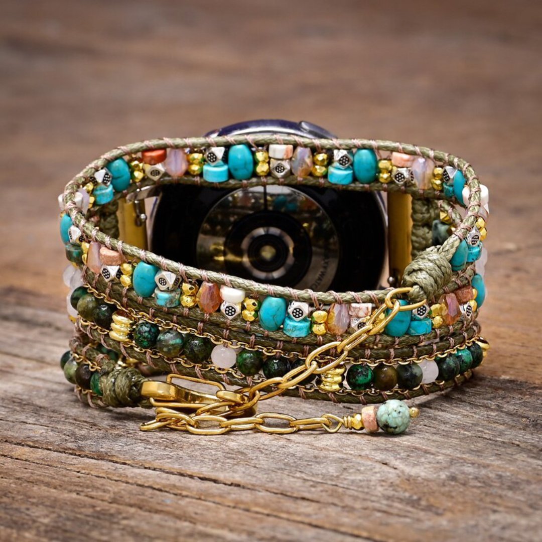 Stylish Green Natural Howlite Samsung Watch Strap - Samsung Watch Straps - Pretland | Spiritual Crystals & Jewelry