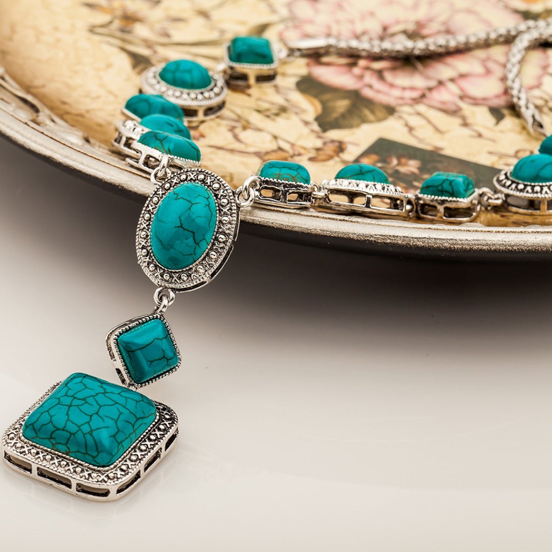 Vintage Natural Turquoise Necklace - Necklaces - Pretland | Spiritual Crystals & Jewelry