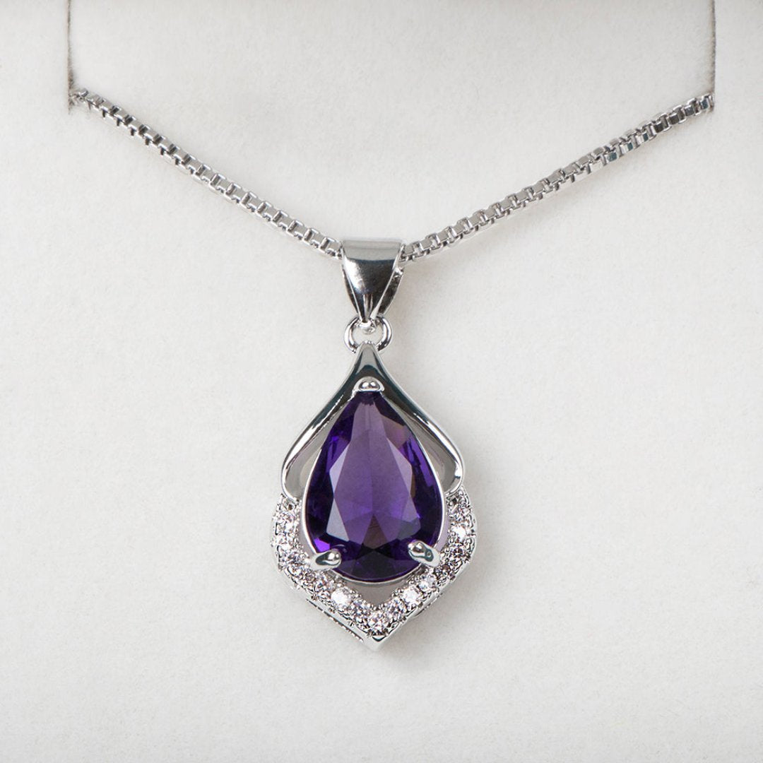 Elegant Amethyst & Zirconia Silver Necklace - Necklaces - Pretland | Spiritual Crystals & Jewelry