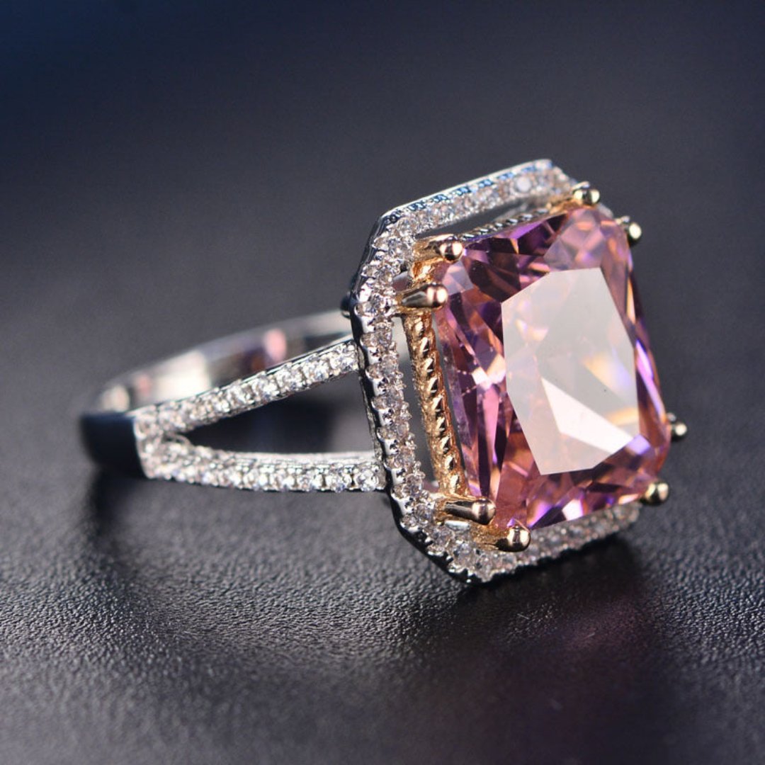 Romantic Pink Quartz Silver Ring - Rings - Pretland | Spiritual Crystals & Jewelry