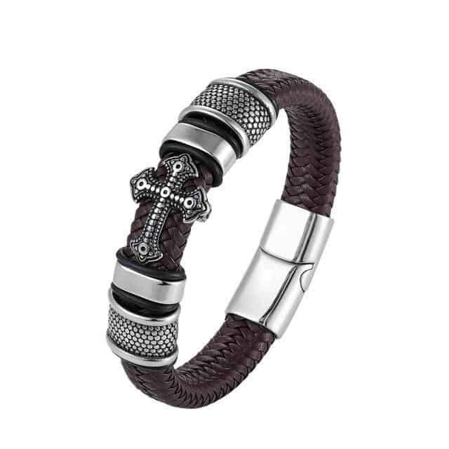 Faithful Leather Bracelet - Brown / 22cm - Bracelets - Pretland | Spiritual Crystals & Jewelry
