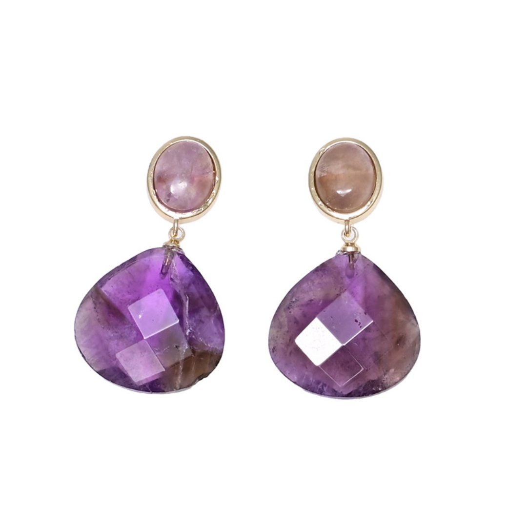 Spiritual Ethnic Amethyst Earrings - Earrings - Pretland | Spiritual Crystals & Jewelry