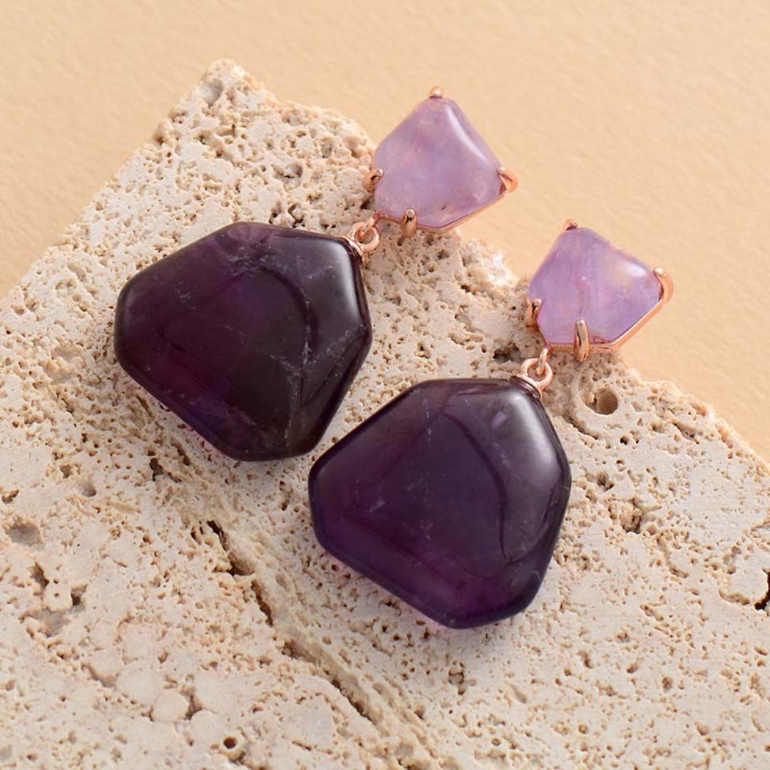 Trend Amethyst & Tiger Eye Earrings - Earrings - Pretland | Spiritual Crystals & Jewelry