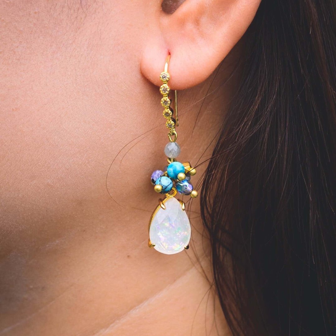 April Rain Opal Earrings - Earrings - Pretland | Spiritual Crystals & Jewelry