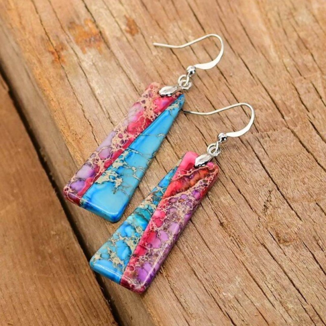 Bohemian Trapezoidal Jasper Earrings - Drop Earrings - Pretland | Spiritual Crystals & Jewelry