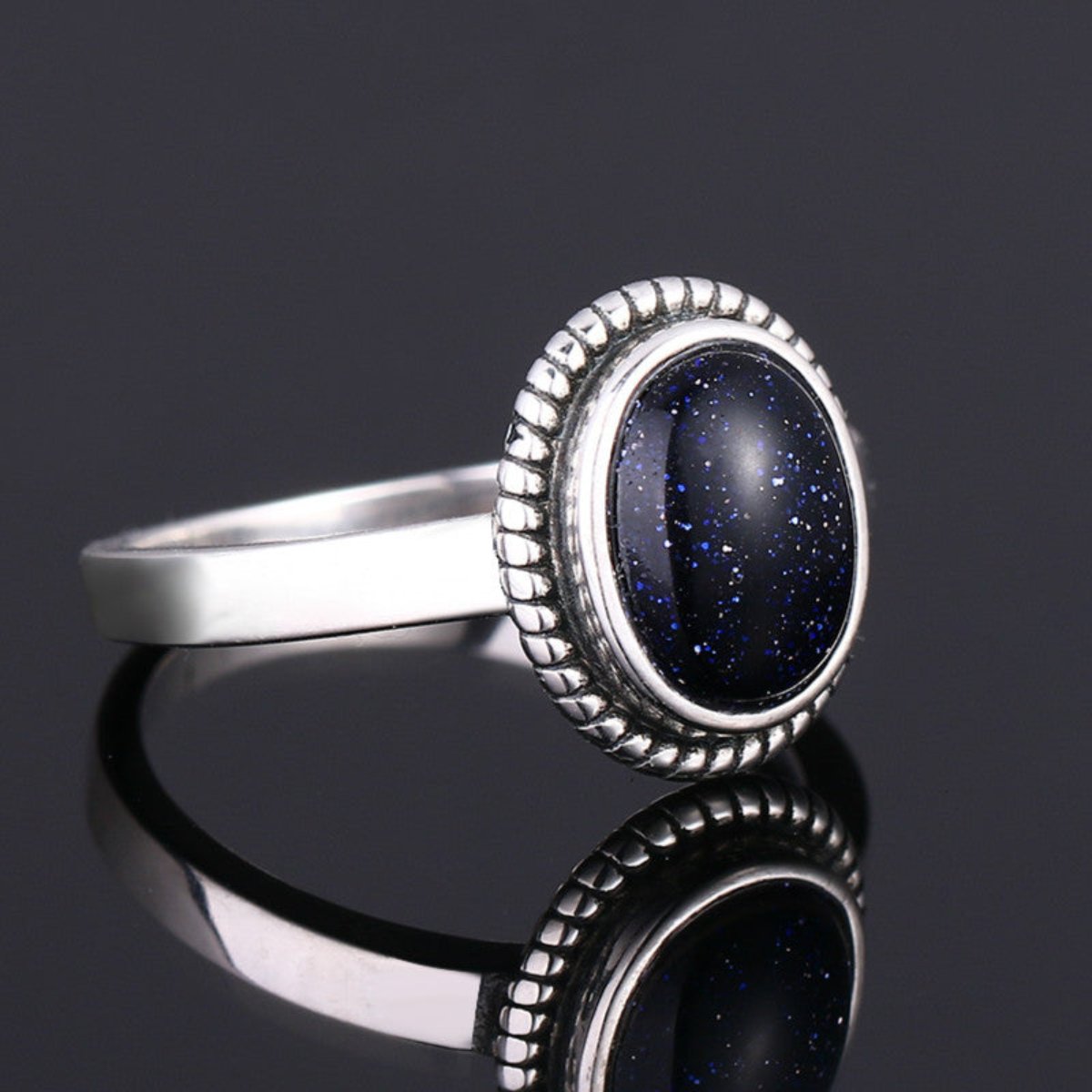 Vintage Blue Sandstone Silver Ring - Rings - Pretland | Spiritual Crystals & Jewelry