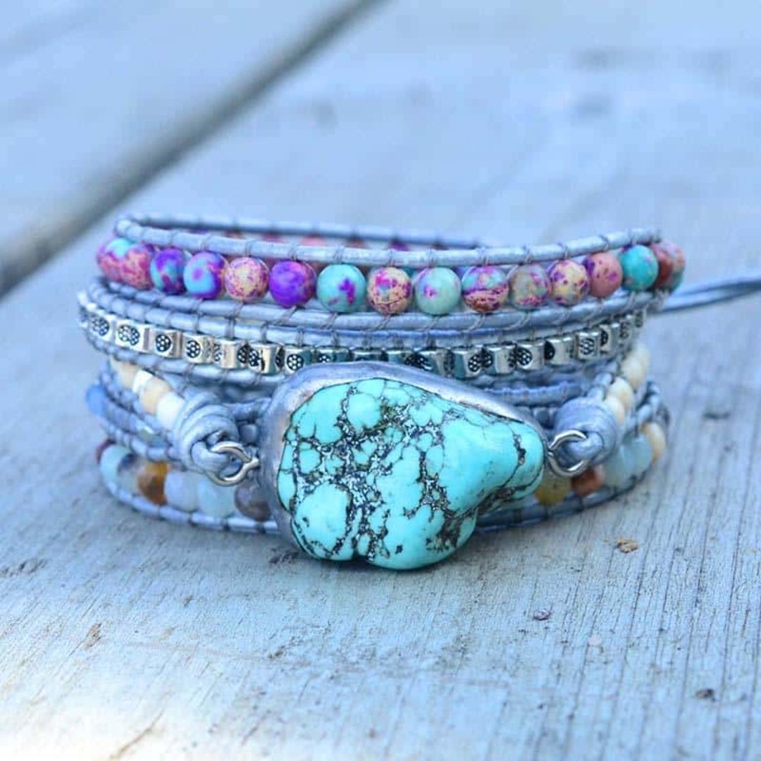 Amazonite Turquoise Protection Bracelet - Wrap Bracelets - Pretland | Spiritual Crystals & Jewelry