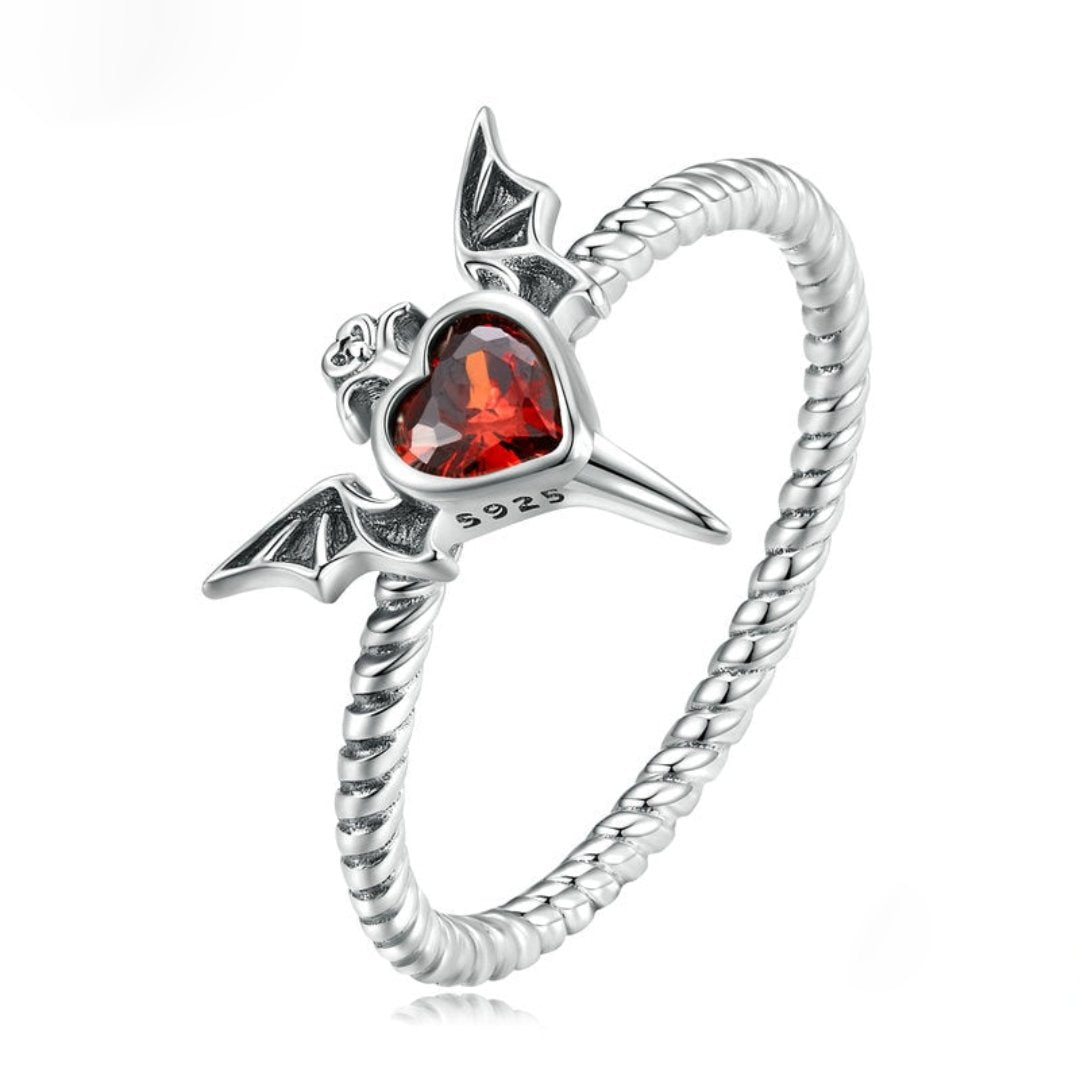 Halloween Red Heart Zirconia Silver Ring - Rings - Pretland | Spiritual Crystals & Jewelry