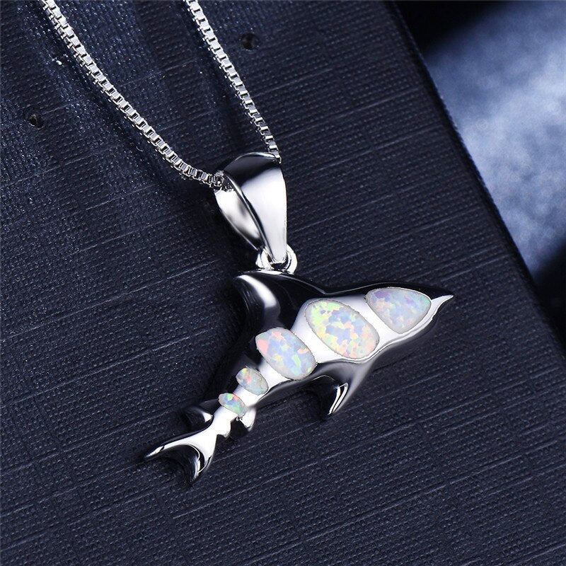 Spirit Shark Opal Silver Necklace - Necklaces - Pretland | Spiritual Crystals & Jewelry