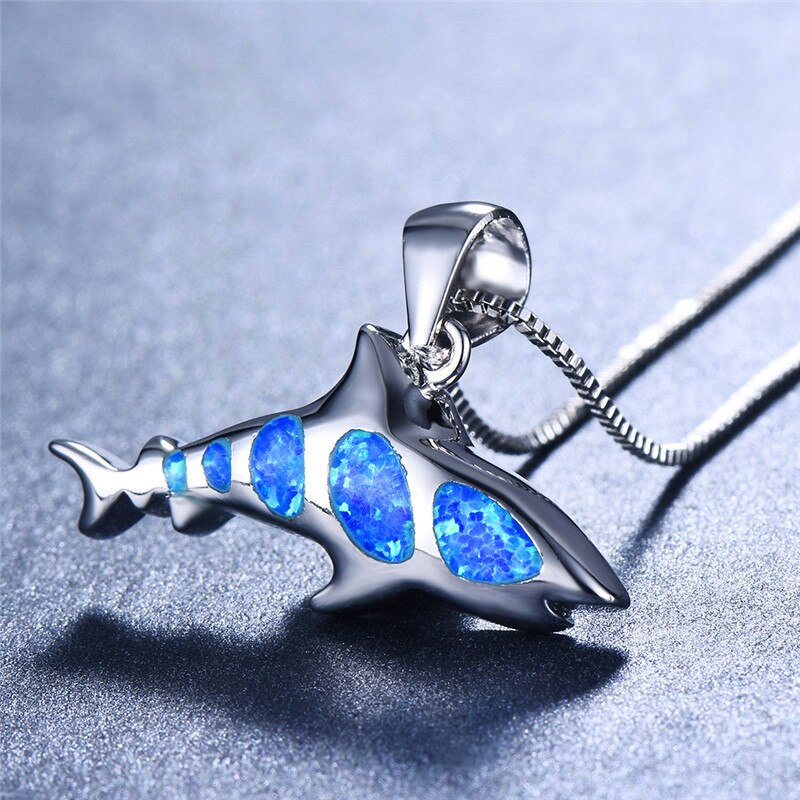 Spirit Shark Opal Silver Necklace - Necklaces - Pretland | Spiritual Crystals & Jewelry
