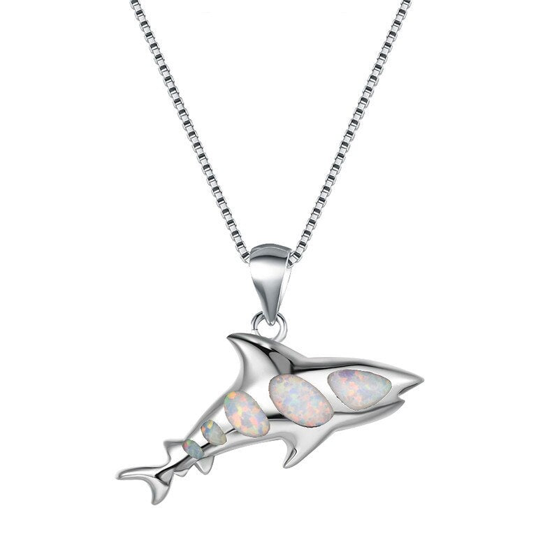 Spirit Shark Opal Silver Necklace - Necklaces - Pretland | Spiritual Crystals & Jewelry