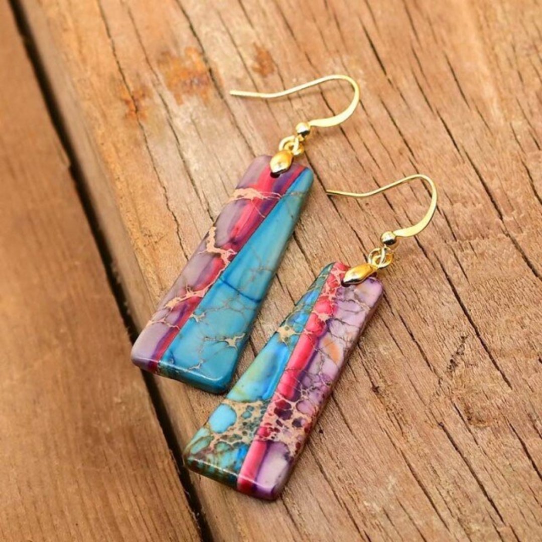 Bohemian Trapezoidal Jasper Earrings - Drop Earrings - Pretland | Spiritual Crystals & Jewelry